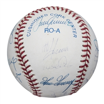 New York Teams All Time Greats Multi Signed OAL Budig Baseball With 20 Signatures Including Seaver, Berra, and Mays (Beckett)
